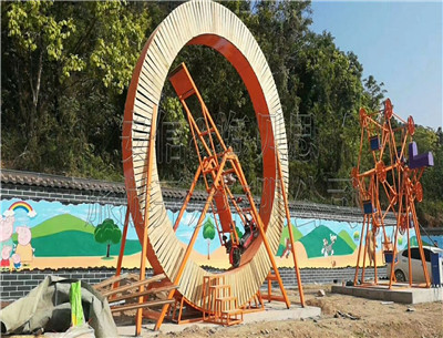 浙江省臺(tái)州市風(fēng)火輪，水上趣橋，網(wǎng)紅橋，網(wǎng)紅秋千，摩拜單車安裝完畢